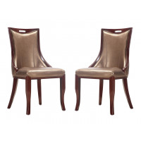 Manhattan Comfort DC002-BZ Emperor Bronze and Walnut Faux Leather Dining Chair (Set of Two)